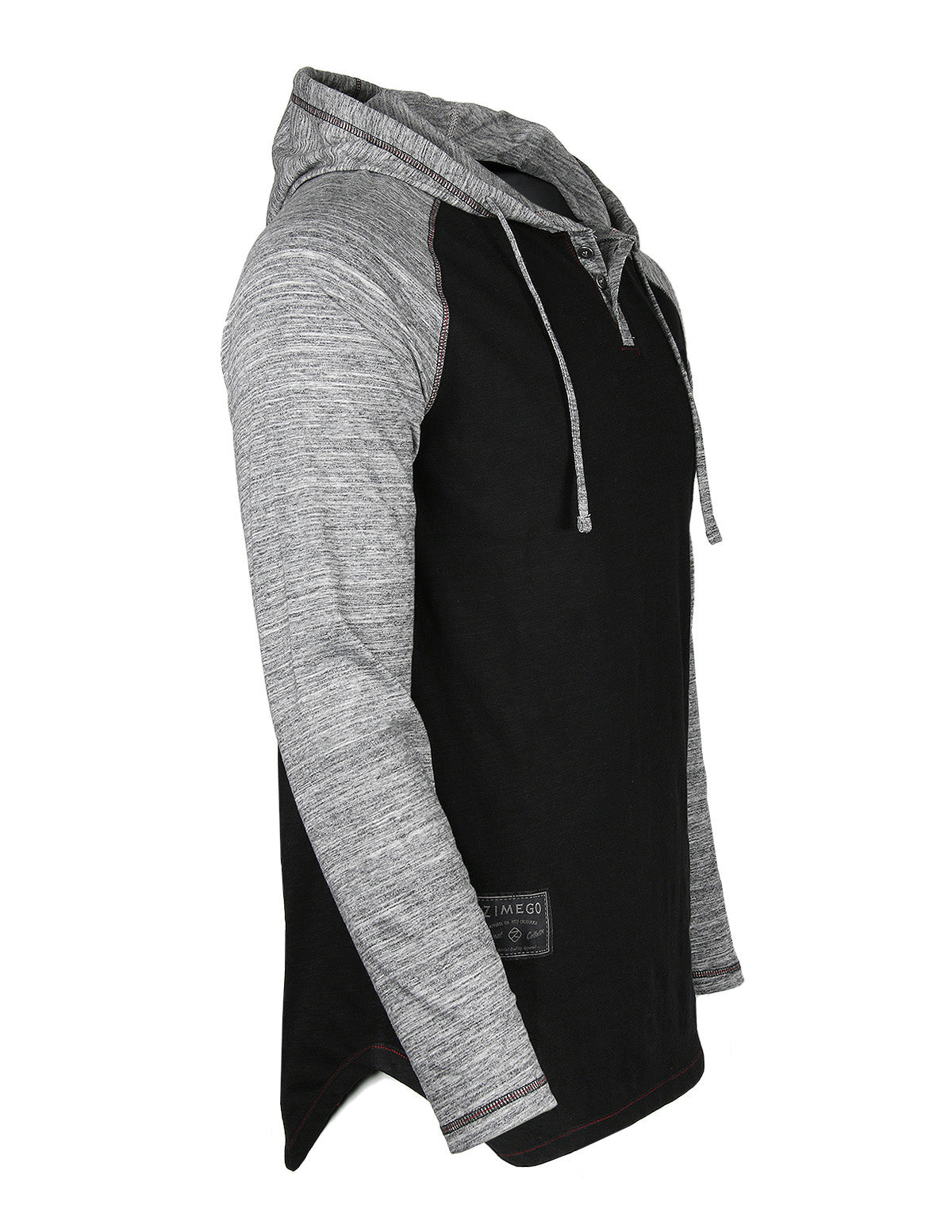 Long Sleeve Raglan Henley Round Bottom Hood T-Shirts