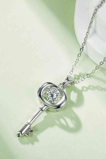 Adored Moissanite Key Pendant Necklace