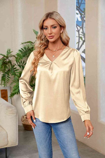 V-Neck Long Sleeve Top