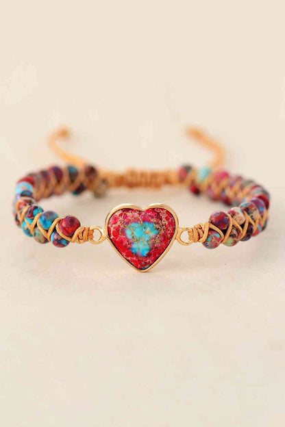 Handmade Heart Shape Natural Stone Bracelet