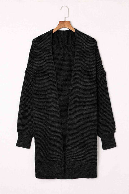 Woven Right Heathered Open Front Longline Cardigan