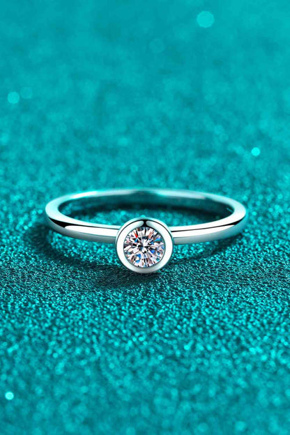 Moissanite Rhodium-Plated Solitaire Ring