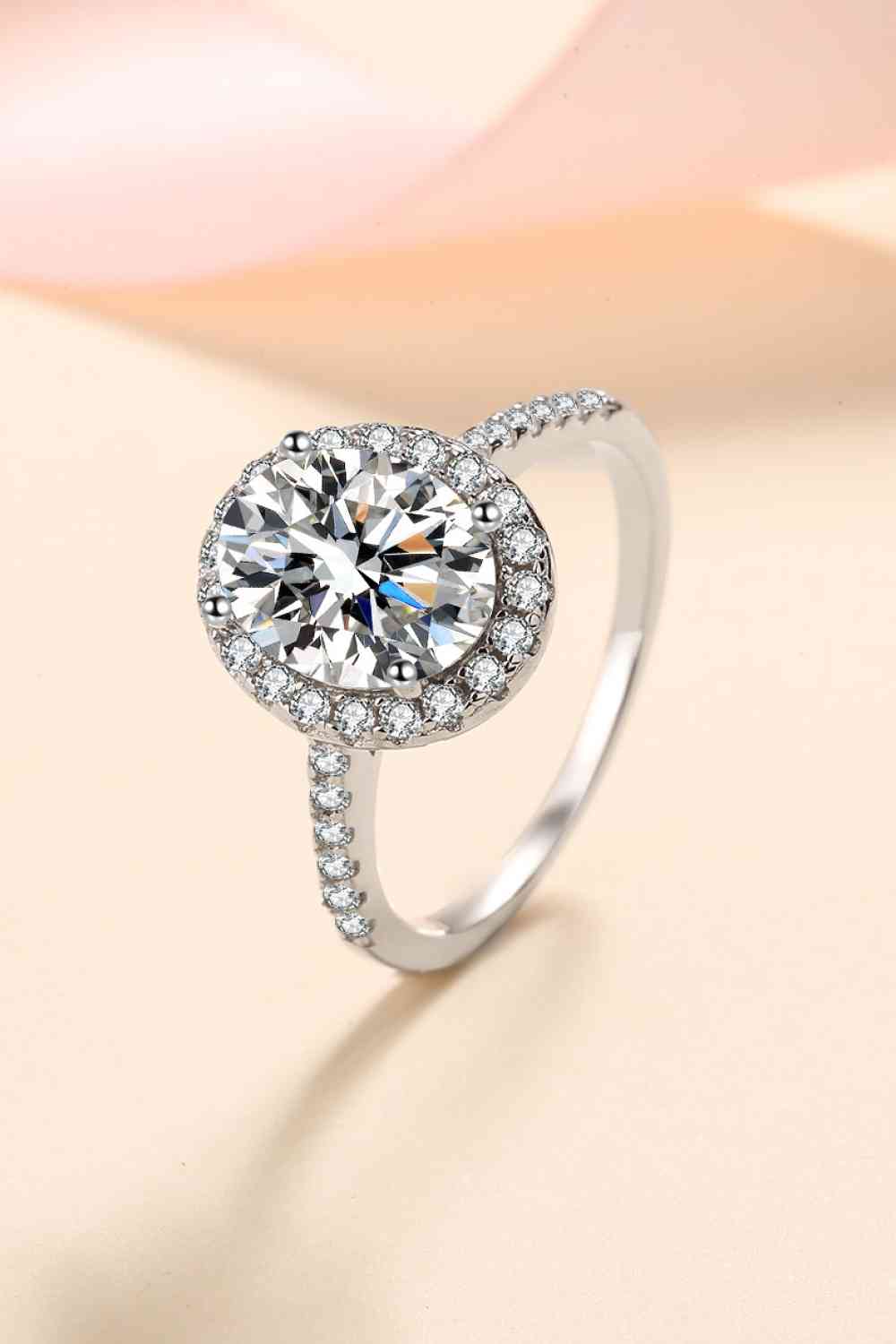 2 Carat Moissanite 925 Sterling Silver Halo Ring