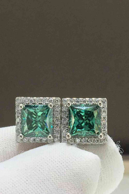 2 Carat Moissanite Square Stud Earrings