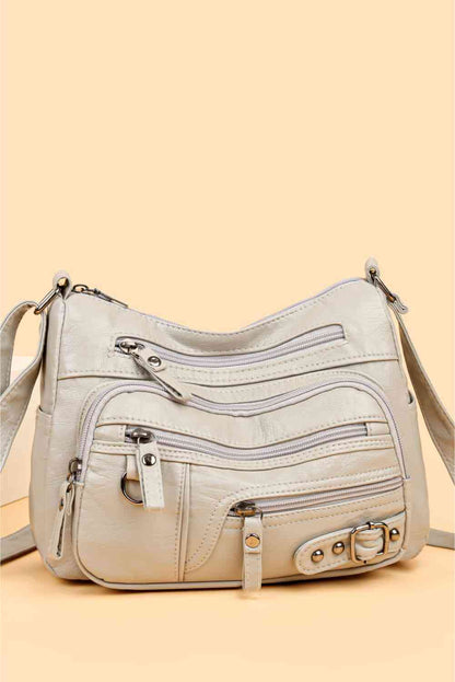 Multi-Pocket PU Leather Crossbody Bag