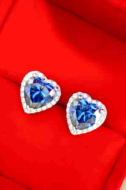 4 Carat Moissanite Heart-Shaped Stud Earrings