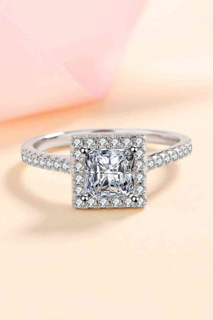 Sterling Silver Square Moissanite Ring