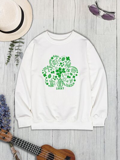 Lucky Clover Round Neck Sweatshirt