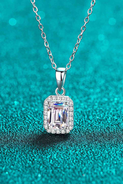 Square Moissanite Pendant Chain Necklace