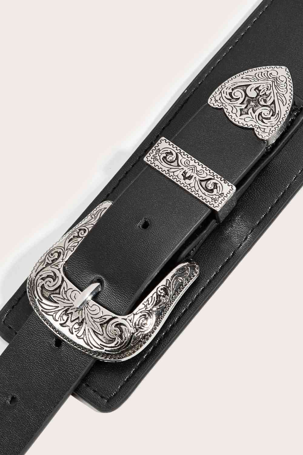 Double Buckle PU Leather Belt