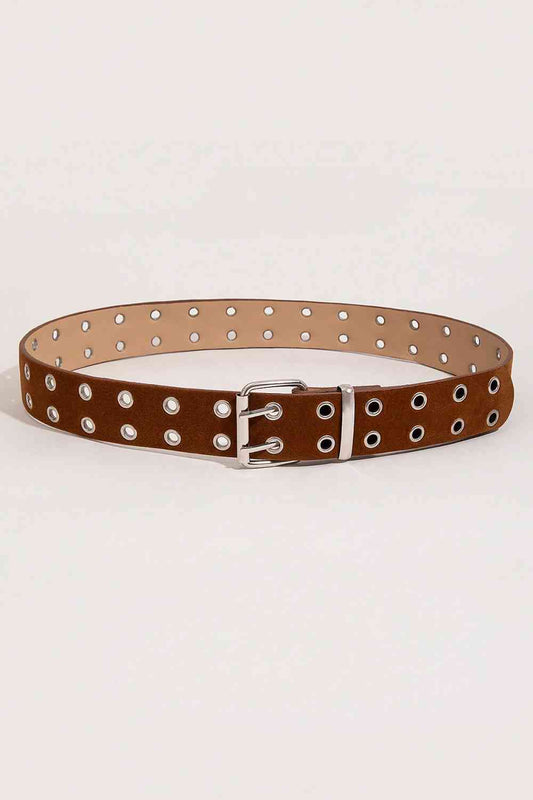 Double Row Grommet PU Leather Belt