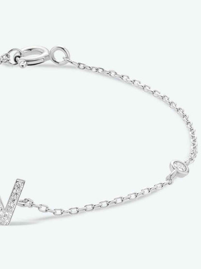 V To Z Zircon 925 Sterling Silver Bracelet