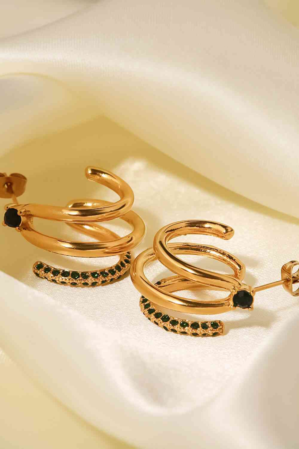 18K Gold Plated Cubic Zirconia Wrap C-Hoop Earrings