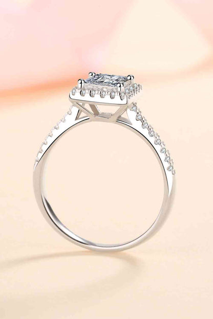 Sterling Silver Square Moissanite Ring