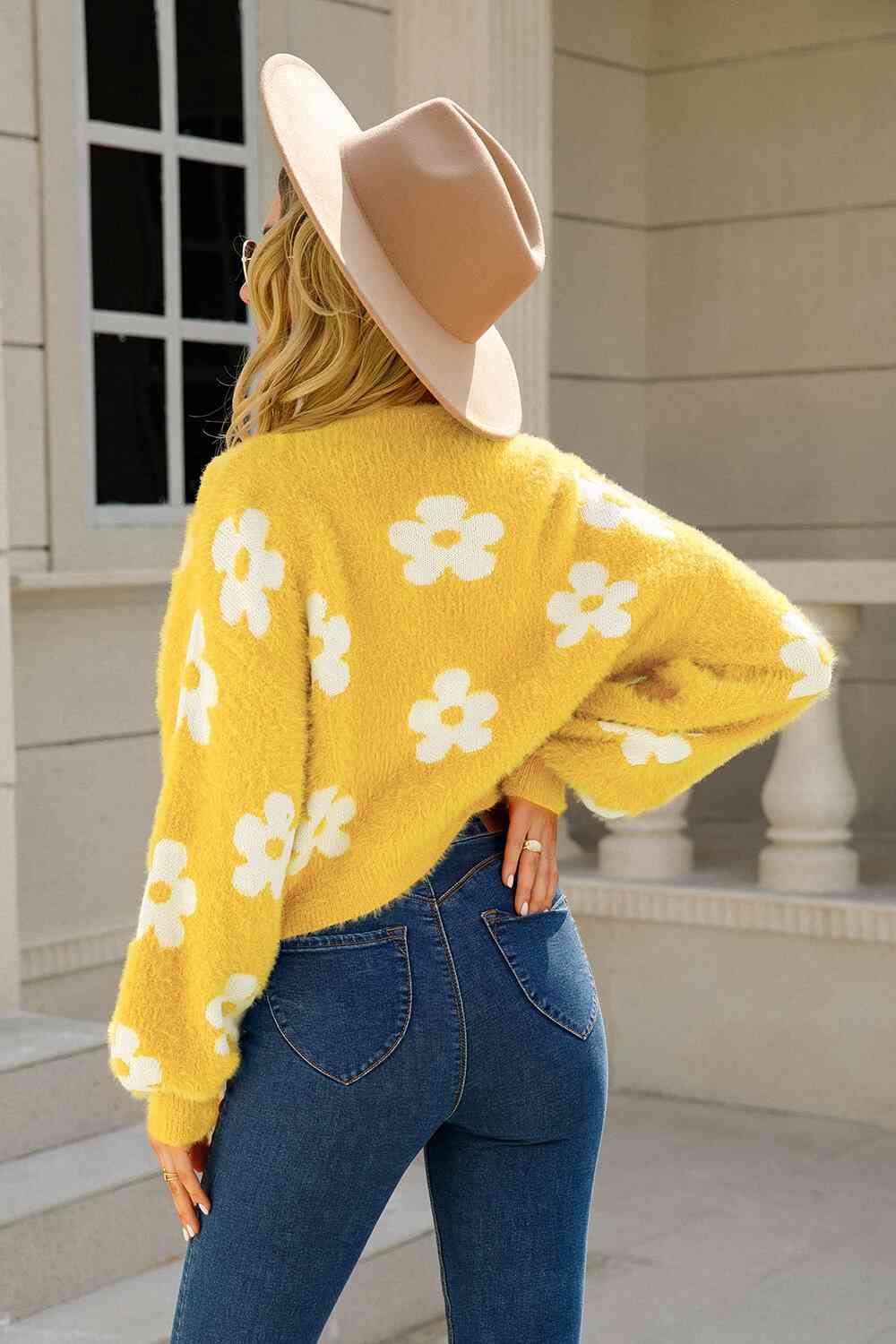 Angel Wings Floral Open Front Fuzzy Cardigan