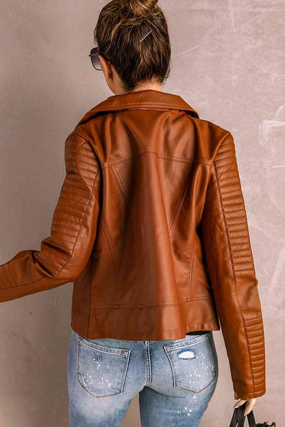 Ribbed Faux Leather Jacket