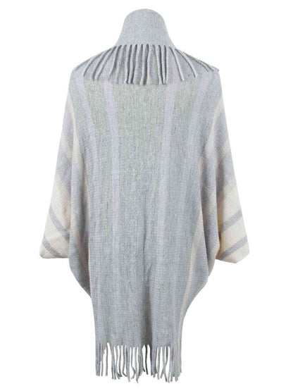 Fringe Detail Open Front Poncho