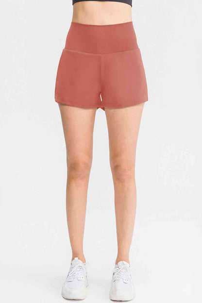 Wide Waistband Sports Shorts with Pockets