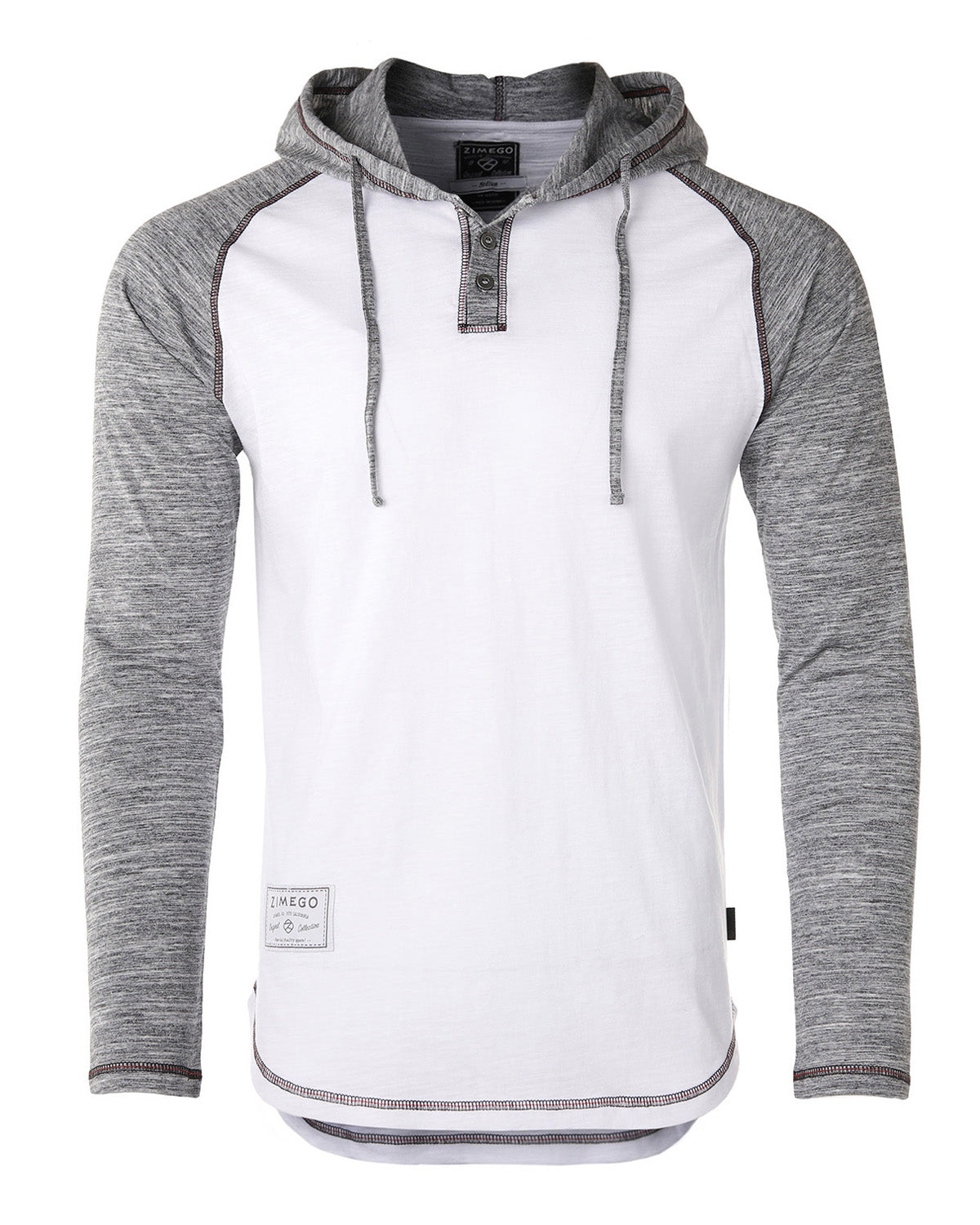 Long Sleeve Raglan Henley Round Bottom Hood T-Shirts