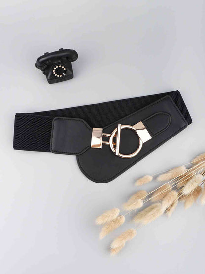 PU Elastic Wide Belt with Alloy Buckle