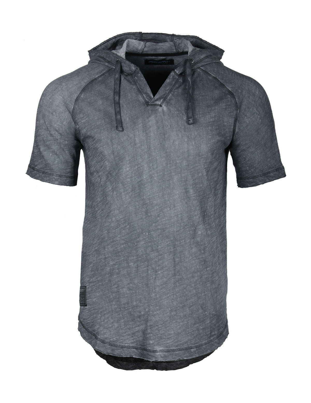 Short Sleeve Vintage Garment Dyed Hooded Raglan Henley