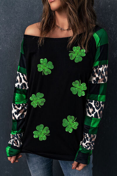 Lucky Clover Plaid Long Sleeve T-Shirt