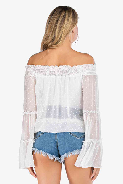 Swiss Dot Off-Shoulder Blouse