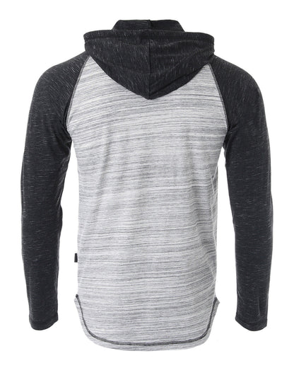 Long Sleeve Raglan Henley Round Bottom Hood T-Shirts - GREY / BLACK