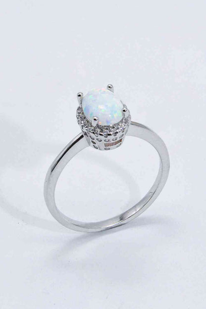 925 Sterling Silver 4-Prong Opal Ring