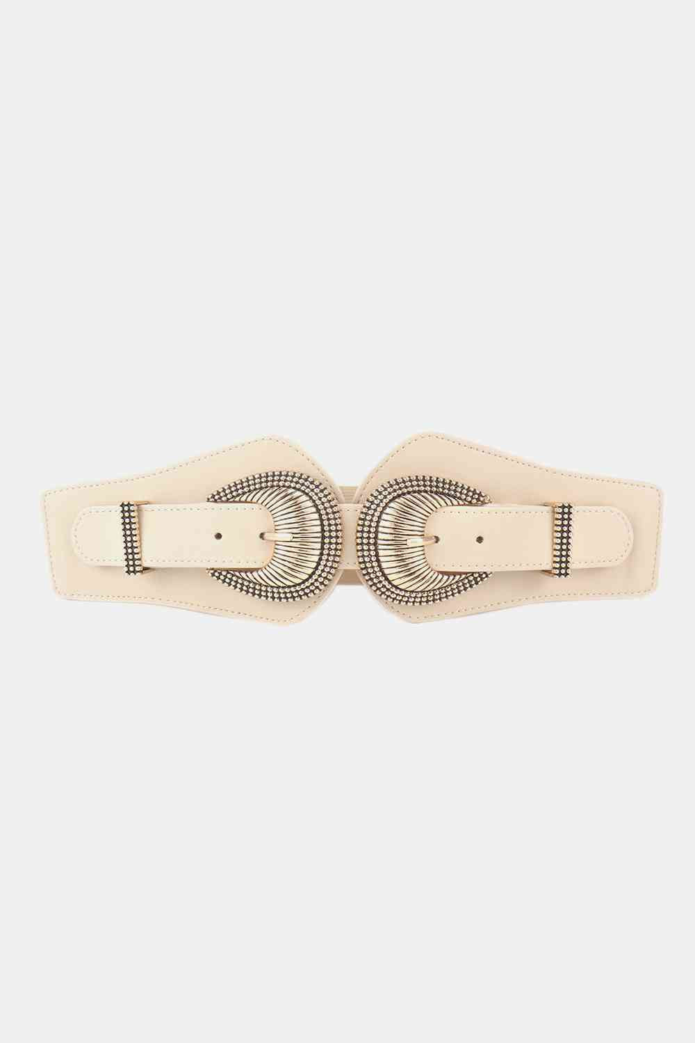 Shell Double Buckle Elastic Wide Belt