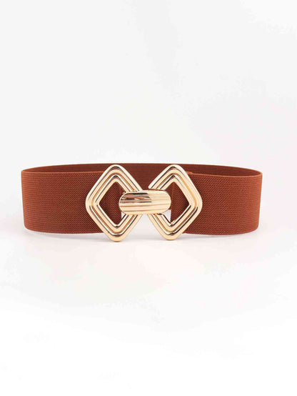 Geometric Buckle Elastic Wide Belt