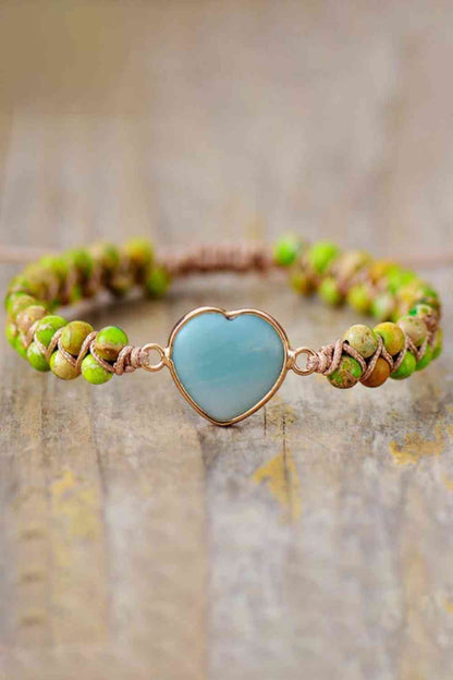 Handmade Heart Shape Natural Stone Bracelet