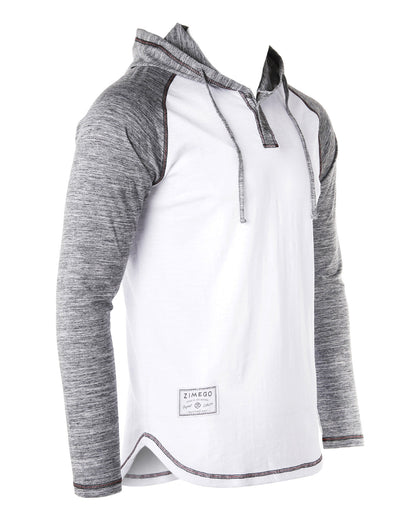 Long Sleeve Raglan Henley Round Bottom Hood T-Shirts