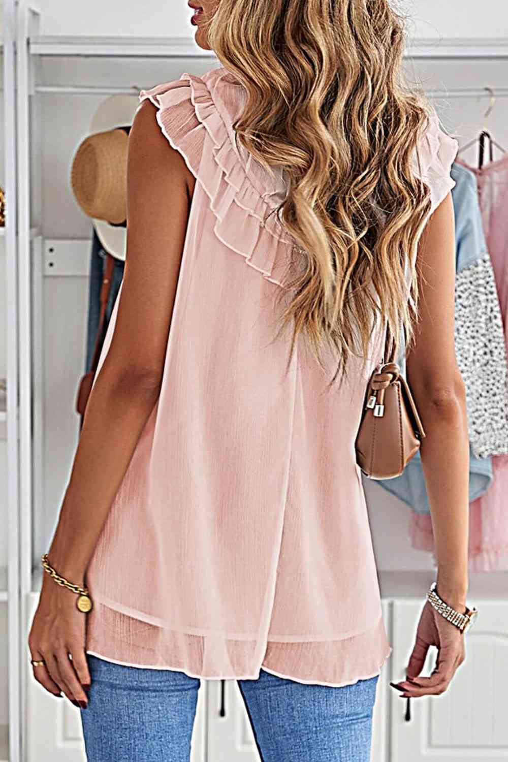 Ruffled Tulle Sleeveless Top